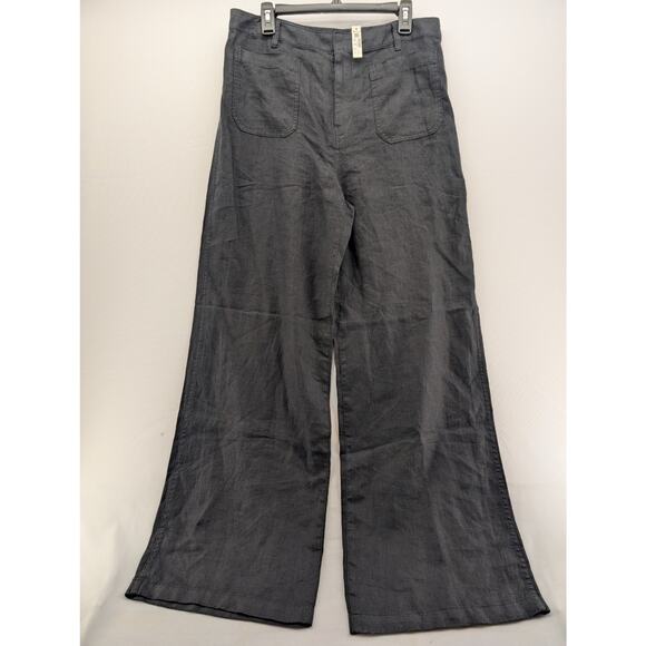 NWT Madewell Patch Pocket Flare Pant in 100% Linen in Jet Black size 10 - Picture 5 of 8